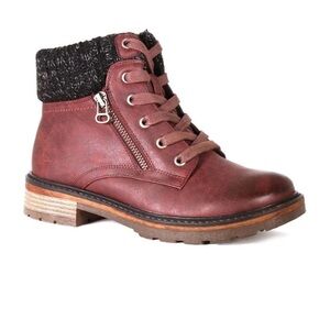 Wanderlust Women's amy low sweater top boots Burgundy Ankle Boots sz 8